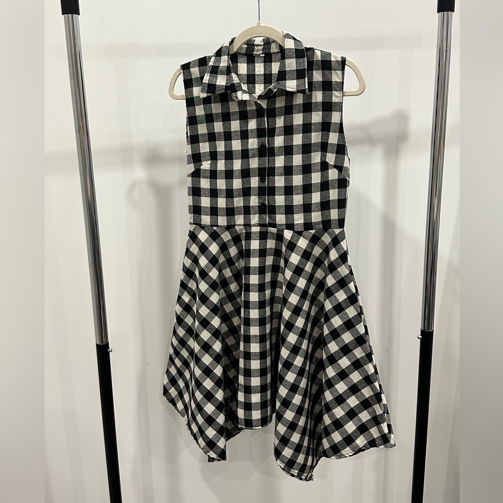 Cutie Gingham Dress with Asymmetrical Hem